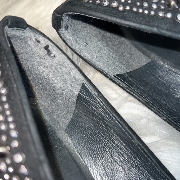 Stuart Weitzman Slipbead Studded Black Flats Sz-8 - Picture 8 of 9